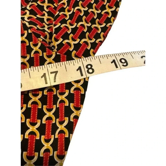 MICHAEL Michael Kors Petite Medium Red Multi Chain Print Faux Wrap Stretchy Top - Picture 5 of 6